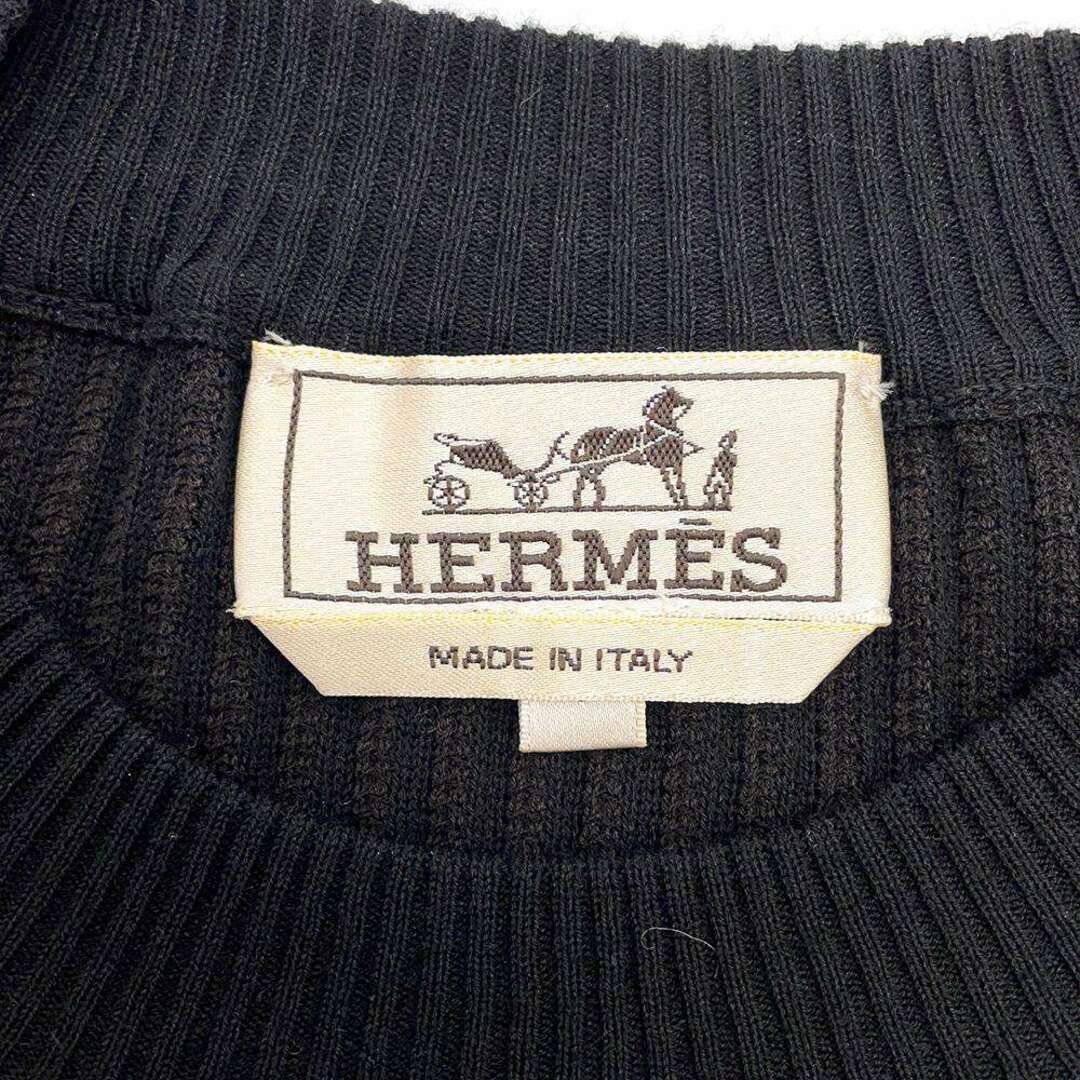 エルメス ニット 半袖 セーター コットン メンズサイズS HERMES 黒