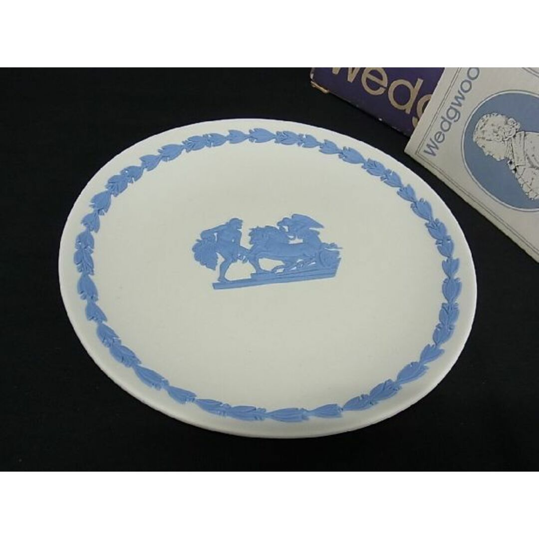 ■新品■未使用■ Wedgwood ウェッジウッド ジャスパー ミニ プレート 丸皿 インテリア 食器 ホワイト系×ブルー系 BD1489