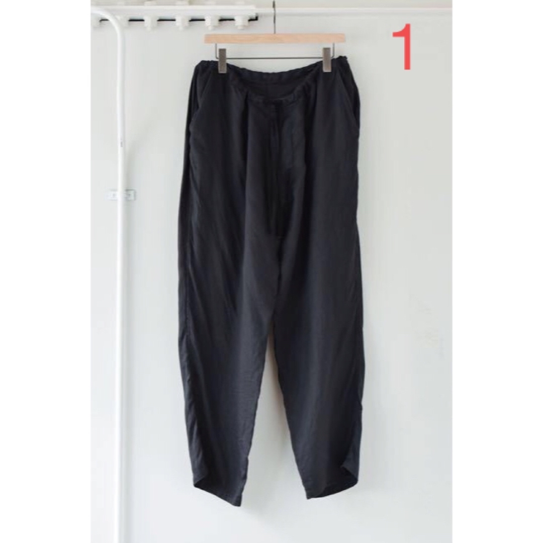 COMOLI 21SS リネンWクロス ドローストリングパンツ CHARCOAL