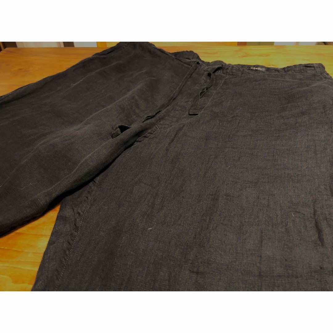 COMOLI - COMOLI 21SS リネンWクロス ドローストリングパンツ CHARCOAL