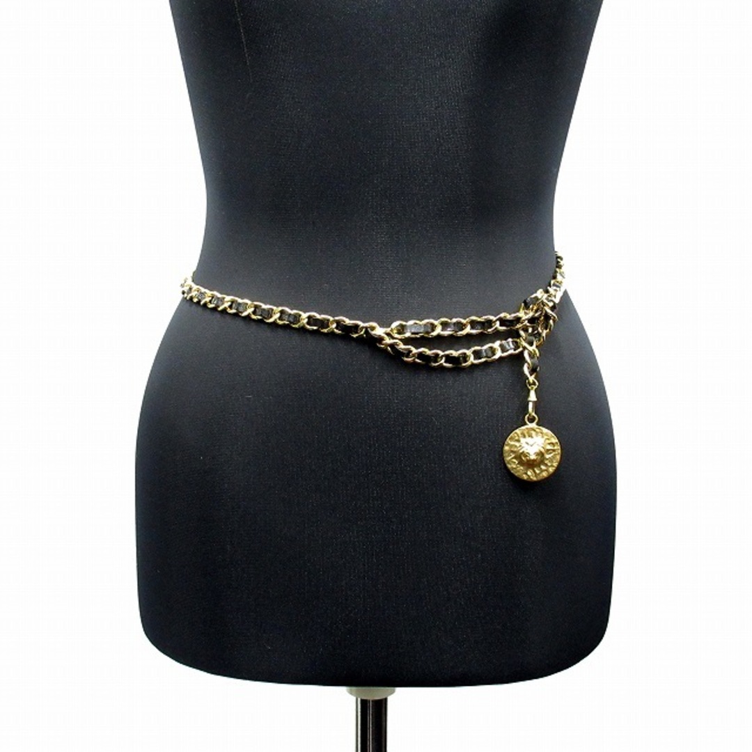 CHANEL - 良品 シャネル ライオン モチーフ レザー チェーン ベルト