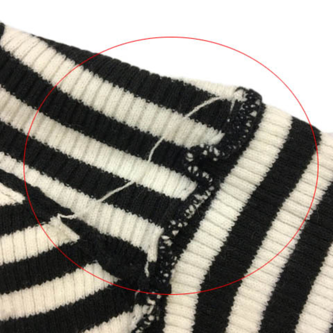 grove(グローブ)のグローブ セーター ニット プルオーバー ボーダー リブ 長袖 M 黒 白 レディースのトップス(ニット/セーター)の商品写真