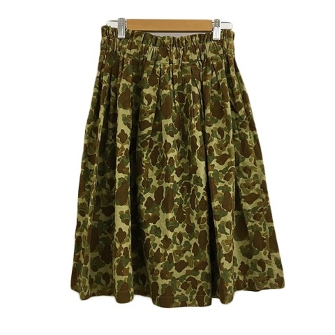CHILD WOMAN(チャイルドウーマン)のチャイルドウーマン スカート フレア 膝丈 コーデュロイ 迷彩 F 茶 緑 レディースのスカート(ひざ丈スカート)の商品写真