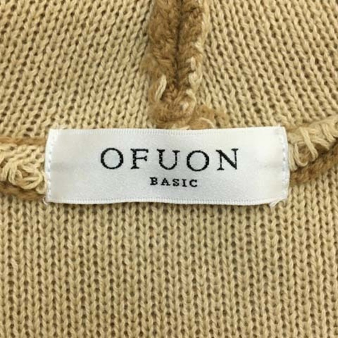 OFUON(オフオン)のオフオン カーディガン ニット ロング 前開き リボン 無地 長袖 38 茶 レディースのトップス(カーディガン)の商品写真