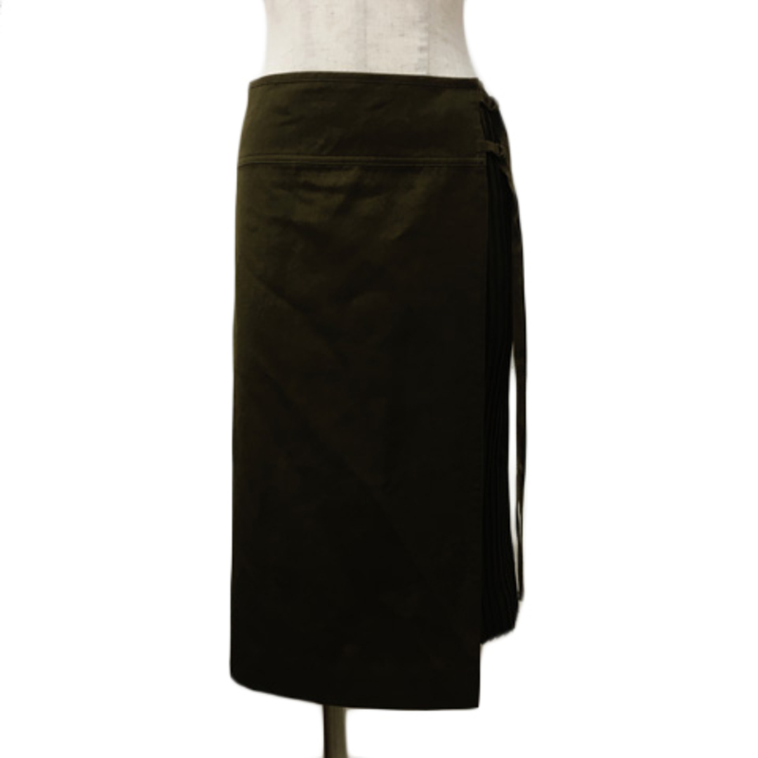 MACPHEE(マカフィー)のマカフィー トゥモローランド スカート プリーツ 膝丈 ラップ 38 緑 レディースのスカート(ひざ丈スカート)の商品写真