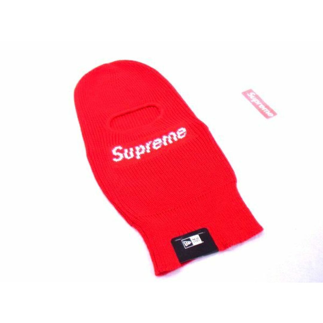 ■新品■未使用■ Supreme シュプリーム ニューエラコラボ ボックスロゴ アクリル100％ バラクラバ 帽子 レッド系 AJ3452yk