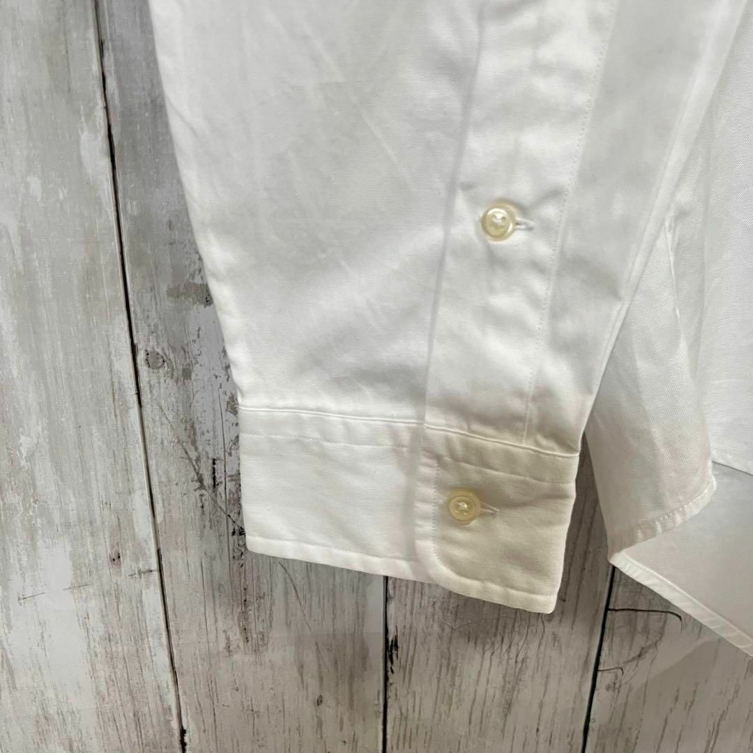 【人気】90sヴィンテージ　ラルフローレンカラーポロ刺繍長袖BDシャツ　白M 5