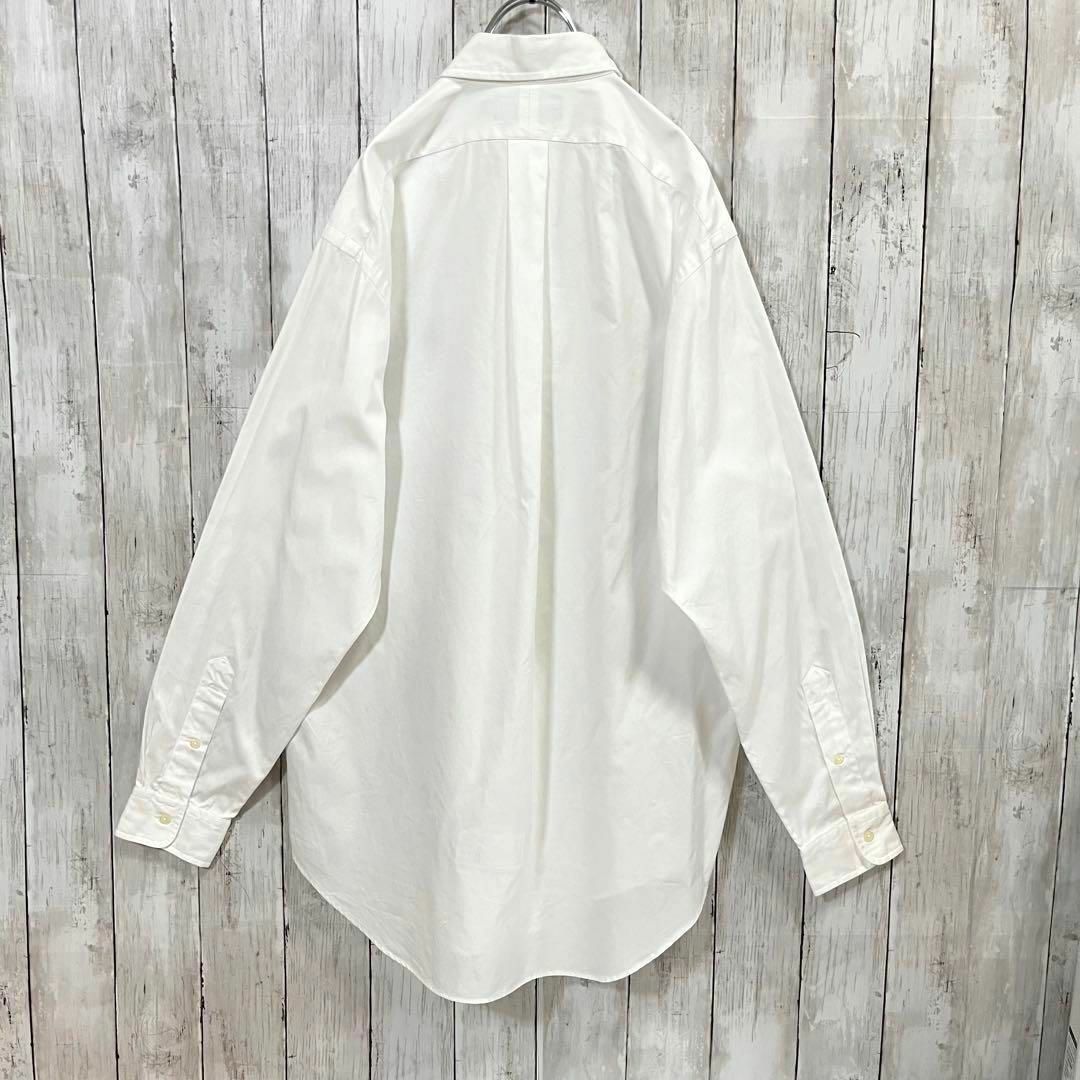 【人気】90sヴィンテージ　ラルフローレンカラーポロ刺繍長袖BDシャツ　白M 6