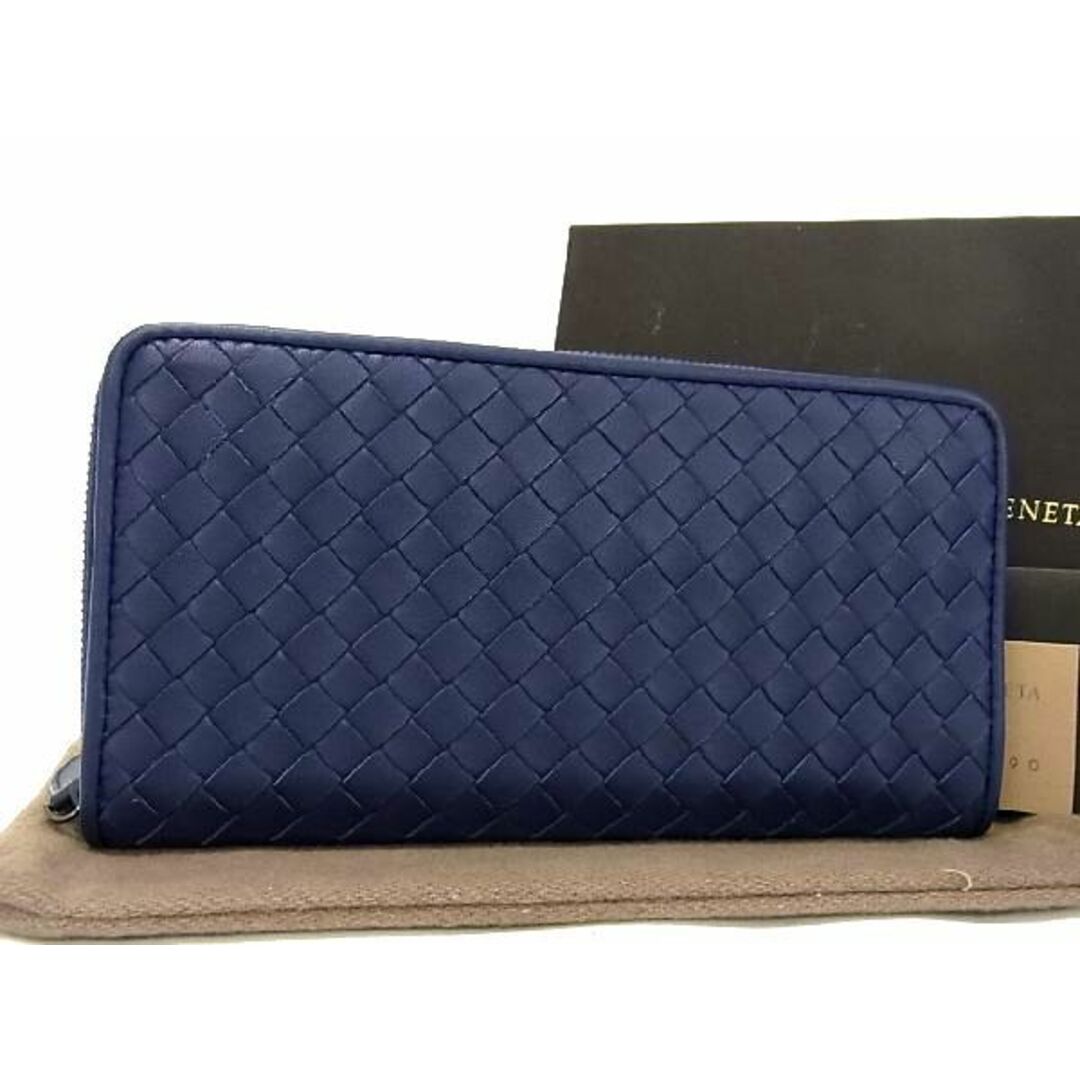 ■新品■未使用■ BOTTEGA VENETA ボッテガヴェネタ イントレチャート レザー ラウンドファスナー 長財布 ウォレット ネイビー系 AG6744WP未使用