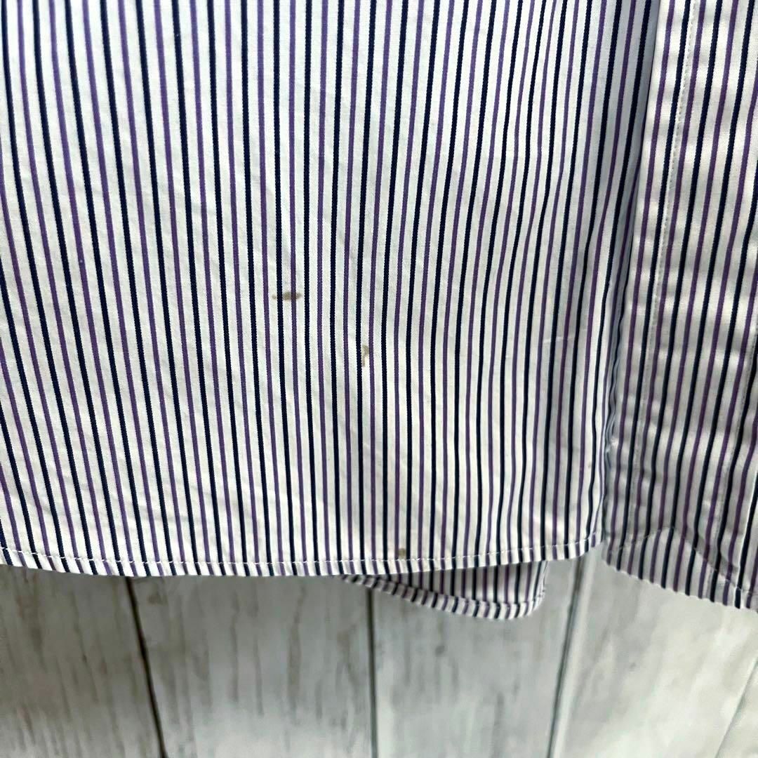 Ralph Lauren(ラルフローレン)のメンズ古着　ゆるだぼオーバーサイズ長袖ポロ刺繍ロゴブロードストライプBDシャツ メンズのトップス(シャツ)の商品写真