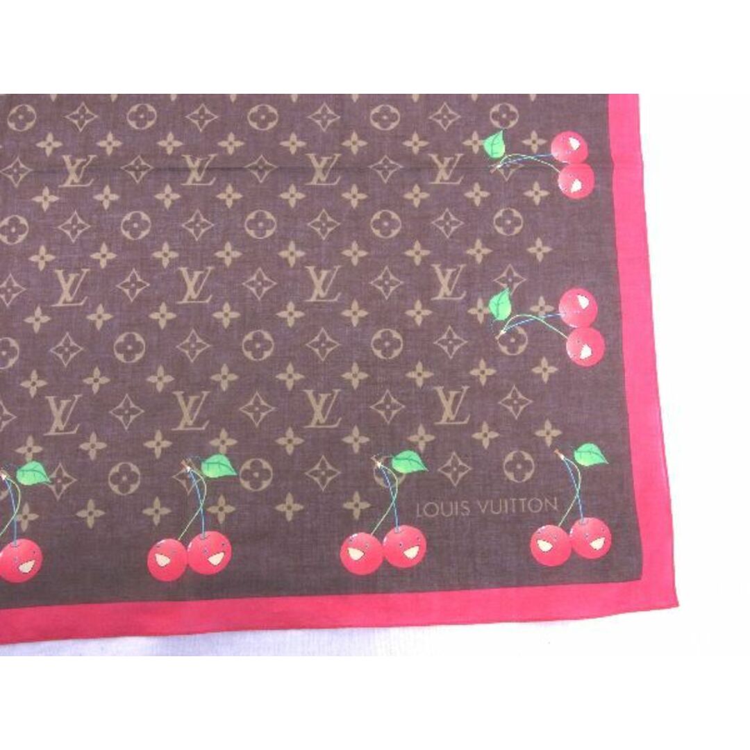 ■新品■未使用■ LOUIS VUITTON ルイヴィトン モノグラムチェリー 村上隆 コットン100% ハンカチーフ ハンカチ ブラウン系 AE5700アZ 3