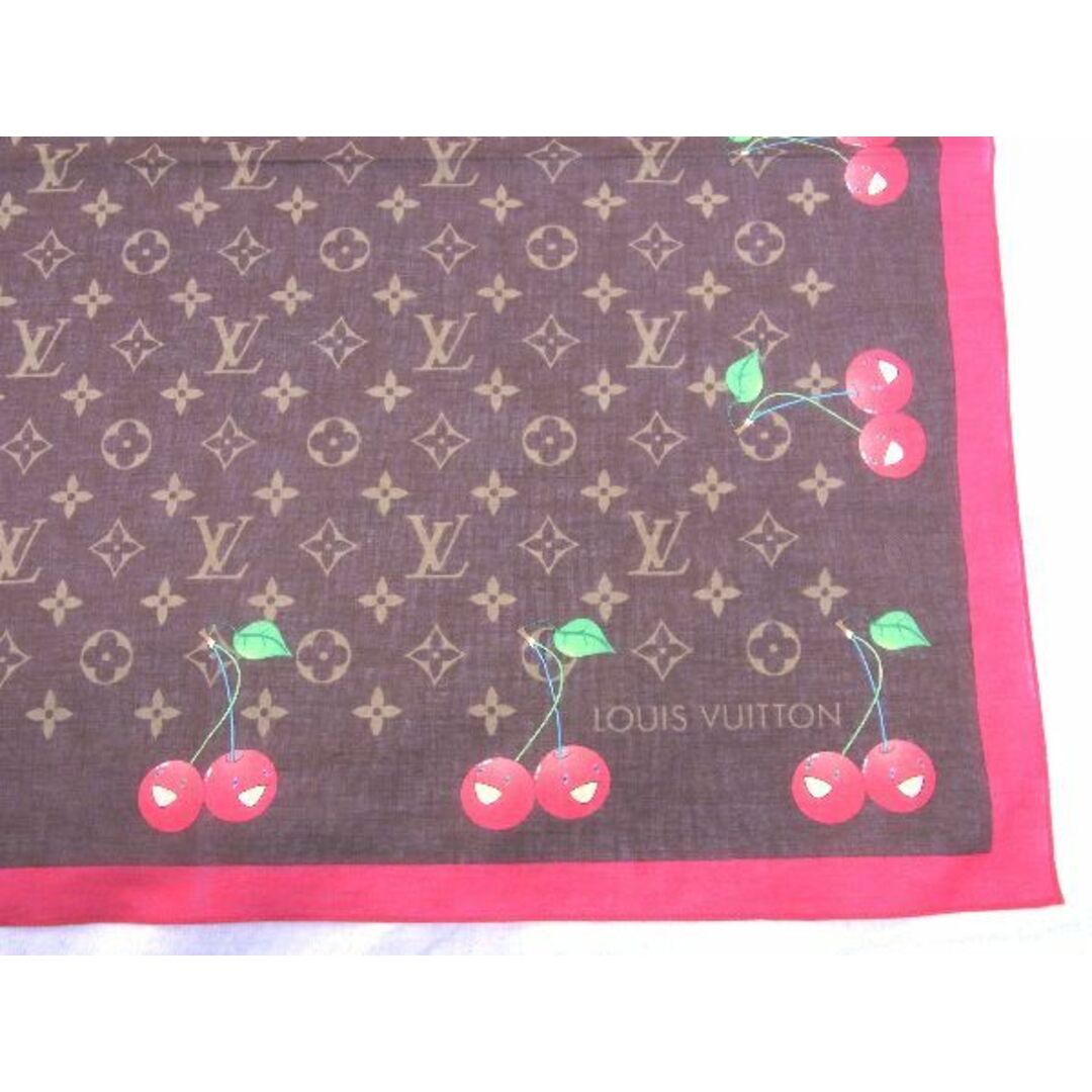 ■新品■未使用■ LOUIS VUITTON ルイヴィトン モノグラムチェリー 村上隆 コットン100% ハンカチーフ ハンカチ ブラウン系 AE5700アZ 4