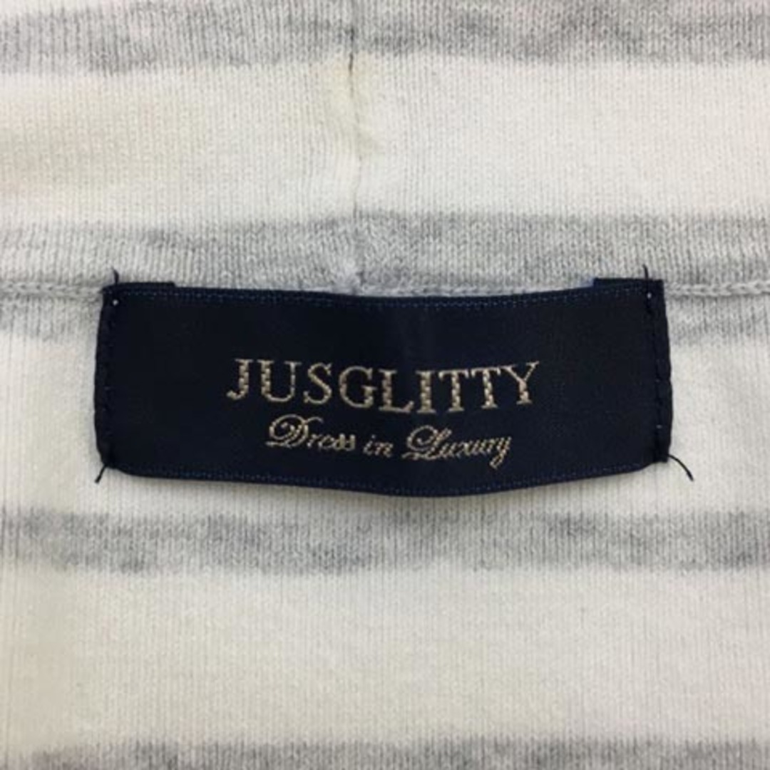 JUSGLITTY(ジャスグリッティー)のジャスグリッティー カットソー プルオーバー ボーダー 七分袖 2 白 グレー レディースのトップス(その他)の商品写真