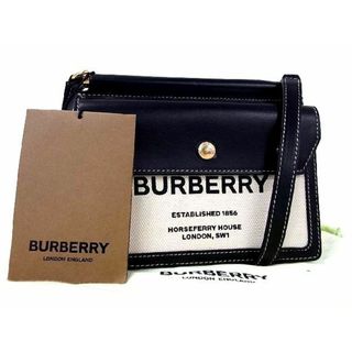 バーバリー(BURBERRY)の■極美品■BURBERRY バーバリー ミニ ホースフェリープリント タイトルバッグ キャンバス×レザー ショルダーバッグ ブラック系 AJ5021ｱZ (ショルダーバッグ)