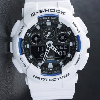 ジーショック(G-SHOCK)の美品中古　G-SHOCK GA-100B 人気のホワイトブルー アナデジ(腕時計(アナログ))