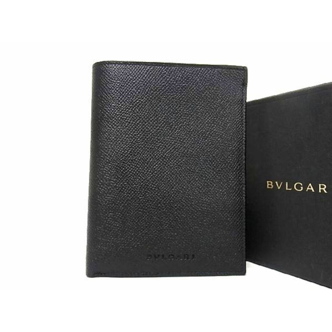 ■新品■未使用■ BVLGARI ブルガリ レザー 二つ折り パスポートケース カードケース マルチケース 札入れ カード入れ ブラック系 AK5748