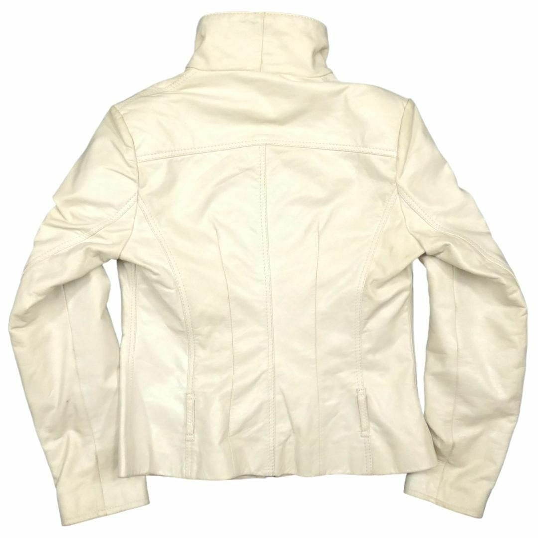 ライダースジャケット 本革 シングル メンズ XL 白 アイボリー X6893 メンズのジャケット/アウター(ライダースジャケット)の商品写真