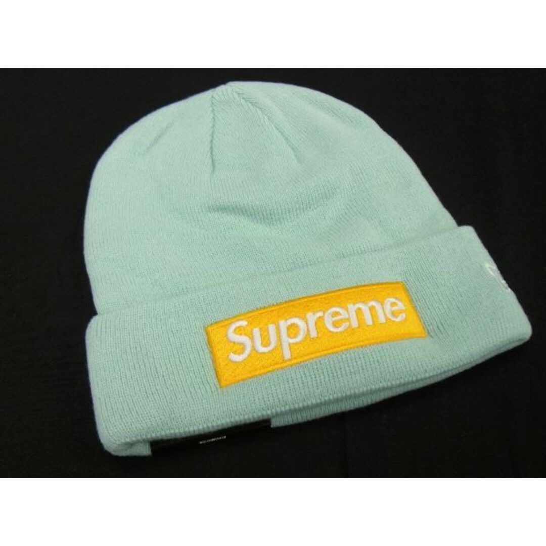 ■新品■未使用■ Supreme シュプリーム ニューエラコラボ ボックスロゴ アクリル100％ ビーニー ニット帽 帽子 グリーン系 AH6895ｵZ