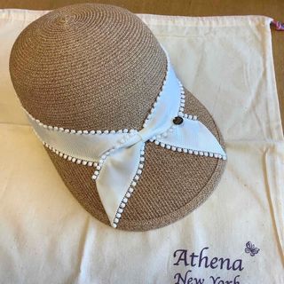 アシーナニューヨーク(Athena New York)のアシーナ ニューヨーク　メ―ガンキャップバタフライ　ホワイトリボン(麦わら帽子/ストローハット)