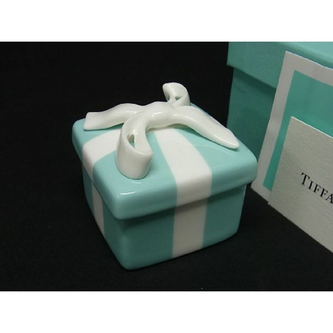 ■新品■未使用■ TIFFANY＆Co. ティファニー ミニブルーボウボックス リボン オブジェ 小物入れ 陶器 置物 ブルー系 AI3401ｱO