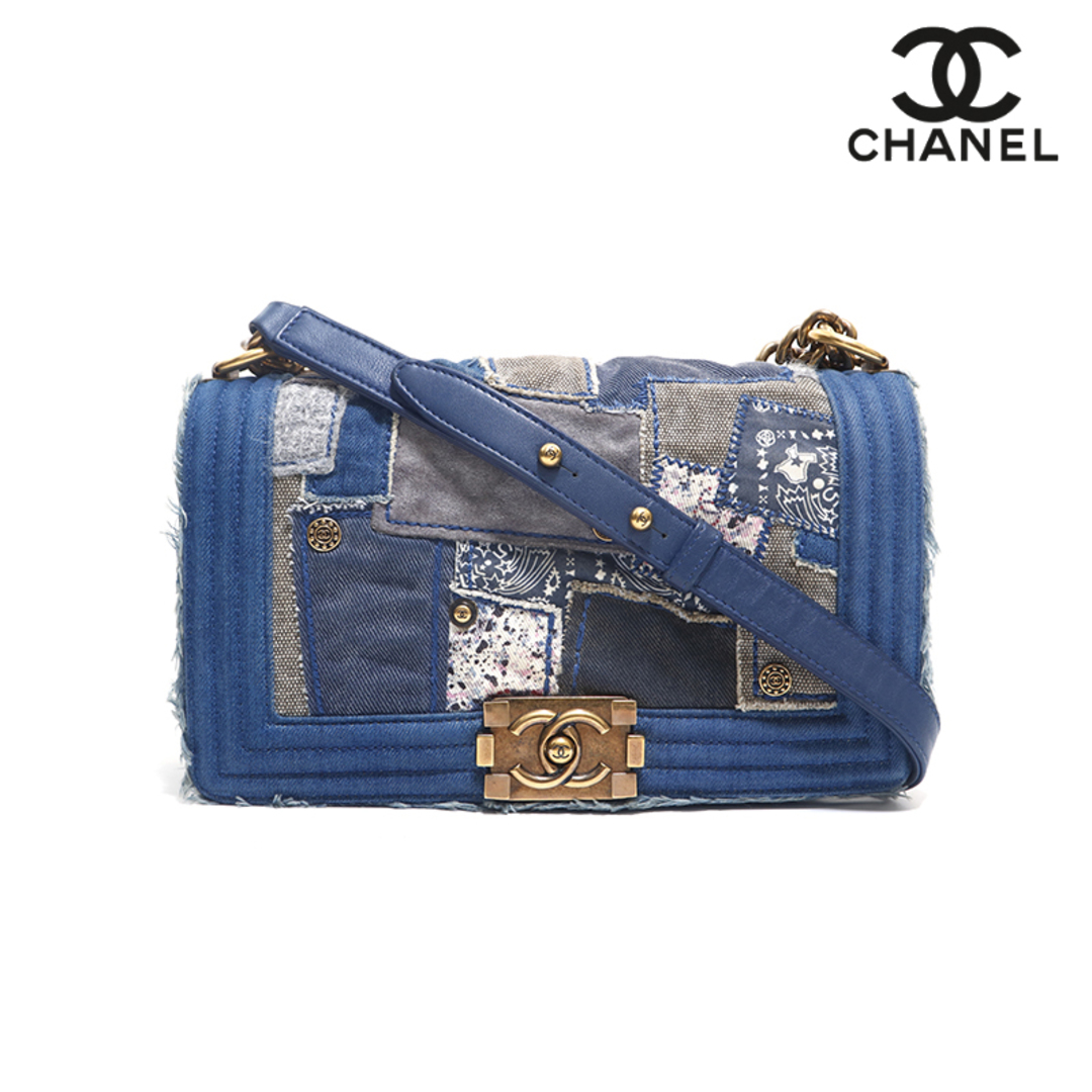 シャネル CHANEL ボーイシャネル パッチワーク デニム ショルダーバッグ