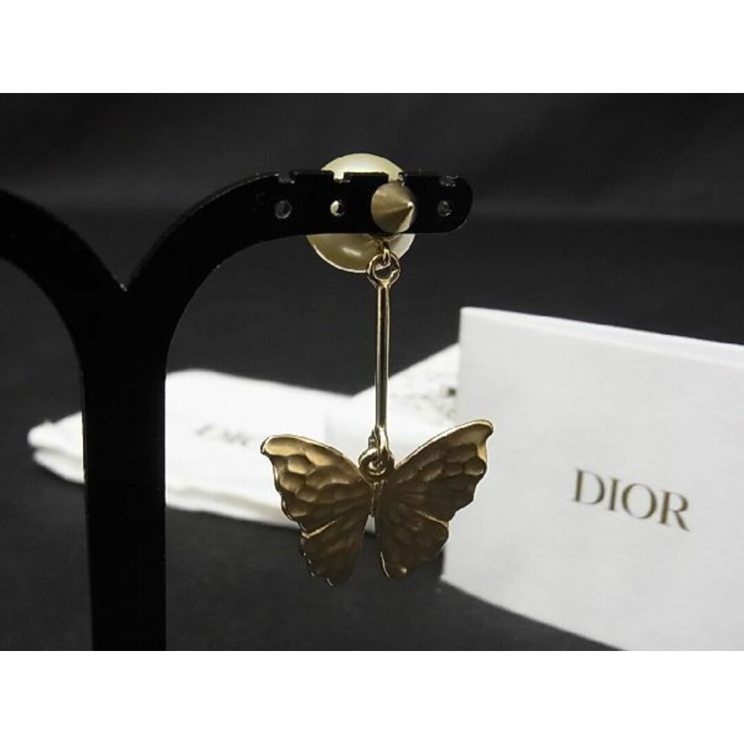 ■極美品■ Christian Dior ディオール シーガーデン バタフライデザイン フェイクパール 2021年 片耳のみ ピアス ゴールド系 AF5026sZ