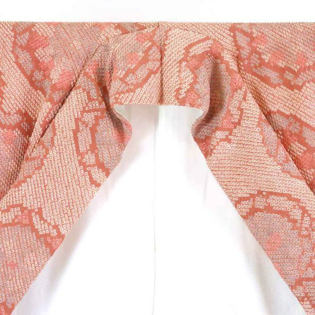 小紋 ピンク地 総絞り 袷 正絹 着物 レディース 秋冬春用 シルク