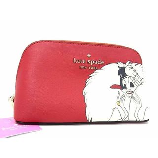 ケイトスペードニューヨーク(kate spade new york)の■新品■未使用■ kate spade ケイトスペード K8243 ディズニーコラボ 101匹わんちゃん クルエラ レザー 化粧ポーチ レッド系 BC1161WZ(その他)