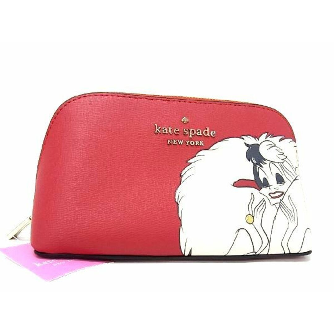 ■新品■未使用■ kate spade ケイトスペード K8243 ディズニーコラボ 101匹わんちゃん クルエラ レザー 化粧ポーチ レッド系 BC1162WZ