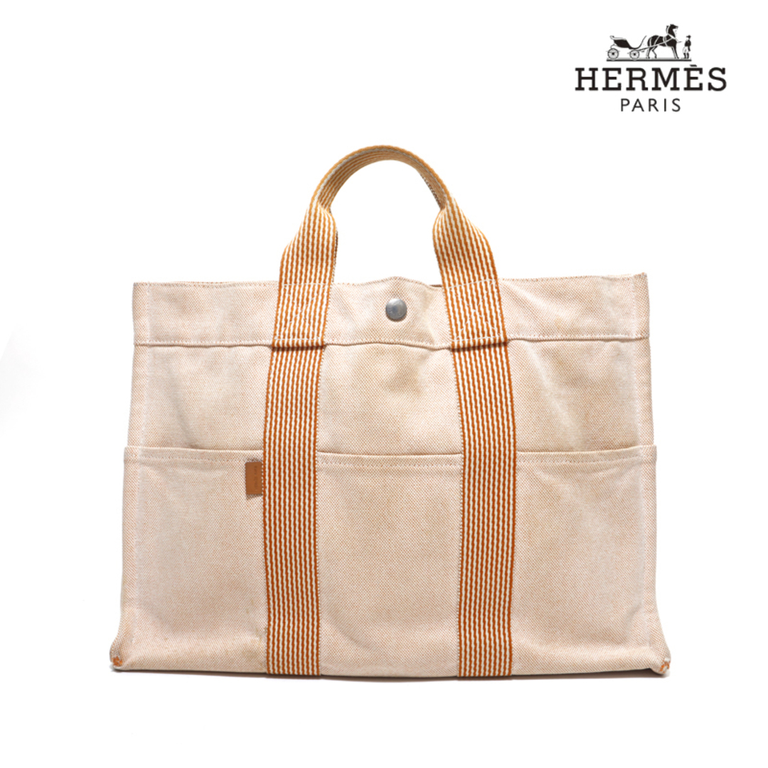 エルメス HERMES フールトゥMM ハンドバッグ コットンキャンバス ...