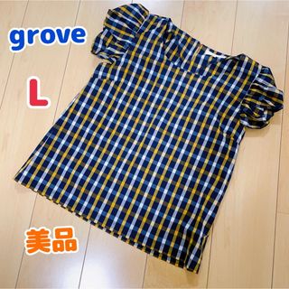 グローブ(grove)のgrove チェックトップL(シャツ/ブラウス(半袖/袖なし))