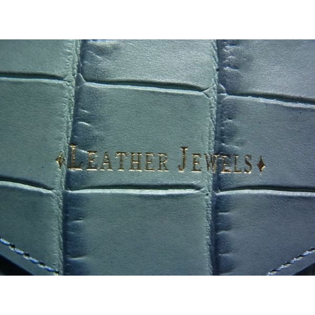 ■新品■未使用■ LEATHER JEWELS レザージュエルズ クロコダイル型押しレザー 二つ折り 財布 ウォレット ライトブルー系 BC9895ｷk 6