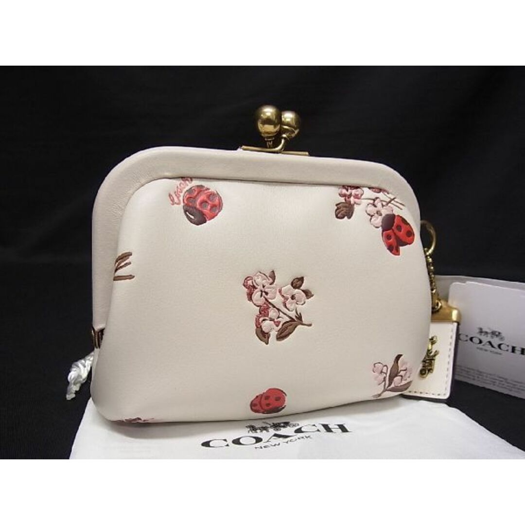 COACHの■新品■未使用■ COACH コーチ 6417 レザー 花柄 フラワー がま口 コインケース コインパース レディース アイボリー系 AH0194ｱk