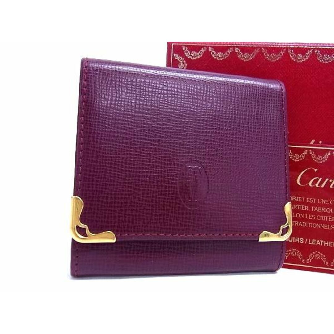 ■極美品■ Cartier カルティエ マストライン レザー コインケース コインパース 小銭入れ レディース メンズ ボルドー系 BD1114ｹk