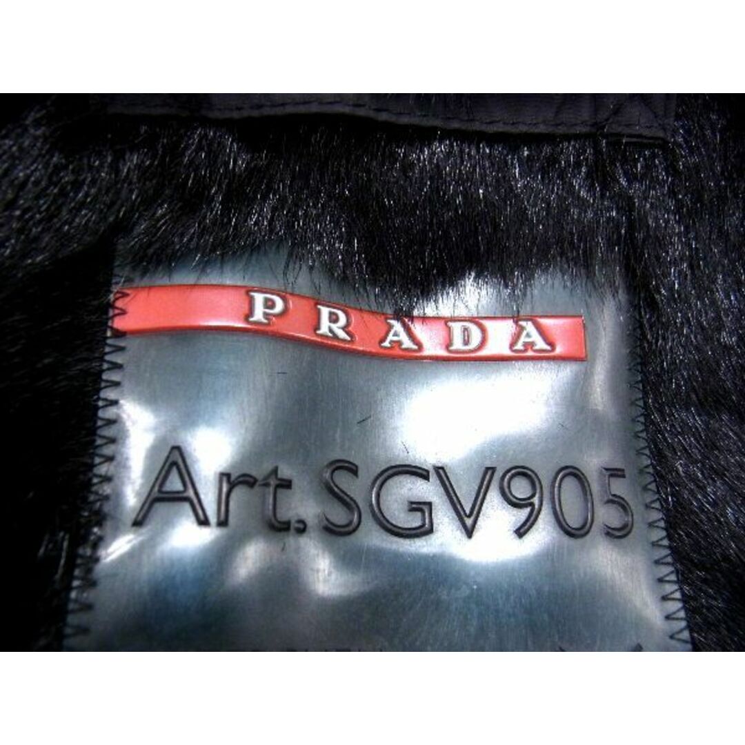 PRADA(プラダ)の■極美品■ PRADA プラダ プラダスポーツ ポリエステル100%×ゴートファー アウター 上着 洋服 メンズ ブラック系 AI5234ｱZ  レディースのバッグ(クラッチバッグ)の商品写真