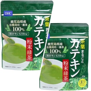 ディーエイチシー(DHC)の２袋  DHC 緑茶 茶葉まるごとカテキン 粉末緑茶 国産茶葉使用 鹿児島県産(健康茶)