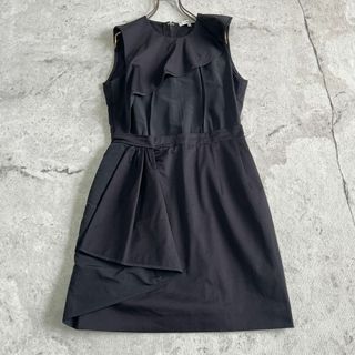 カルヴェン(CARVEN)の【カルヴェン】美品38コットン 光沢感 ノースリーブ ワンピース 黒carven(ひざ丈ワンピース)