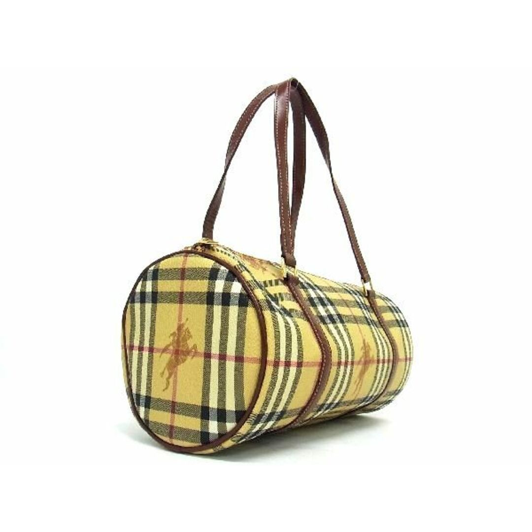 ■極美品■ BURBERRY バーバリー ノバチェック PVC×レザー トートバッグ ショルダーバッグ ベージュ系×ブラウン系 AP0766