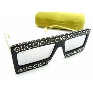 グッチ(Gucci)の■極美品■ GUCCI グッチ GG0431S 001 60□16 145 ラインストーン サングラス メガネ 眼鏡 ブラック系×ゴールド系 AP0103(サングラス/メガネ)