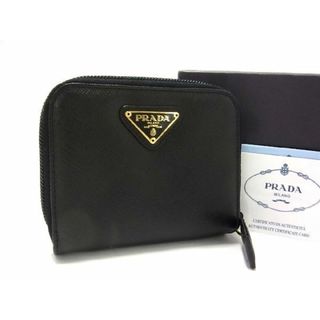 プラダ(PRADA)の■新品■未使用■ PRADA プラダ M522 サフィアーノレザー ラウンドファスナー 二つ折り 財布 ウォレット ブラック系 AL0403 (財布)