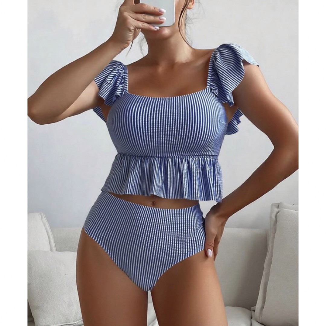 新品♡import♡痩せて見える♡ストライプ柄オシャレビキニ大人気 レディースの水着/浴衣(水着)の商品写真