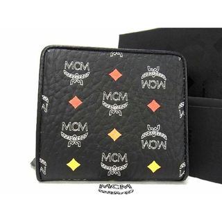 エムシーエム(MCM)の■新品■未使用■ MCM エムシーエム モノグラム ヴィセトス柄 レザー 二つ折り 財布 ウォレット メンズ レディース ブラック系 AM2953 (その他)