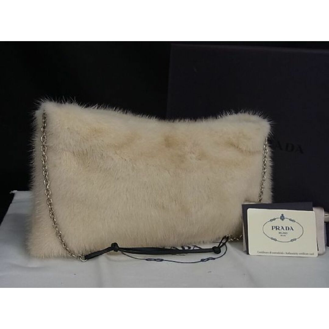 ■新品■未使用■ PRADA プラダ B11236 ミンクファー チェーン ショルダーバッグ ハンドバッグ レディース アイボリー系 BG0203