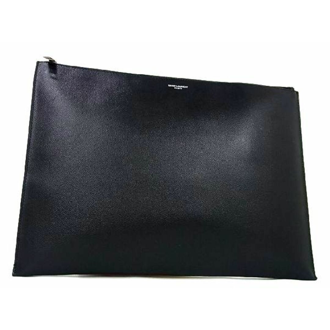 ブラック系素材■美品■ SAINT LAURENT サンローラン レザー クラッチバッグ セカンドバッグ レディース メンズ ブラック系 AL7196