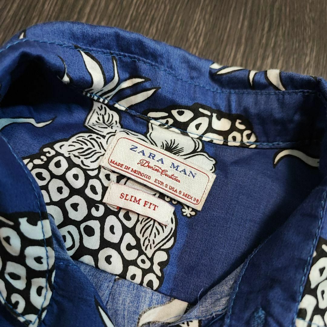 ZARA(ザラ)のZARA【S】アロハシャツ　半袖　ブルー　総柄 メンズのトップス(シャツ)の商品写真