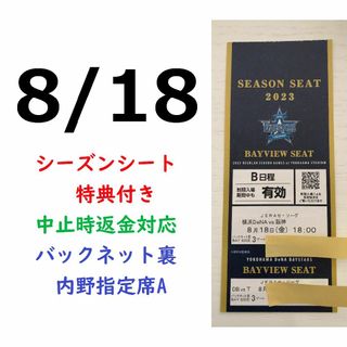 ヨコハマディーエヌエーベイスターズ(横浜DeNAベイスターズ)の【中止補償】8/18横浜DeNAベイスターズ×阪神 横浜スタジアムネット裏(野球)