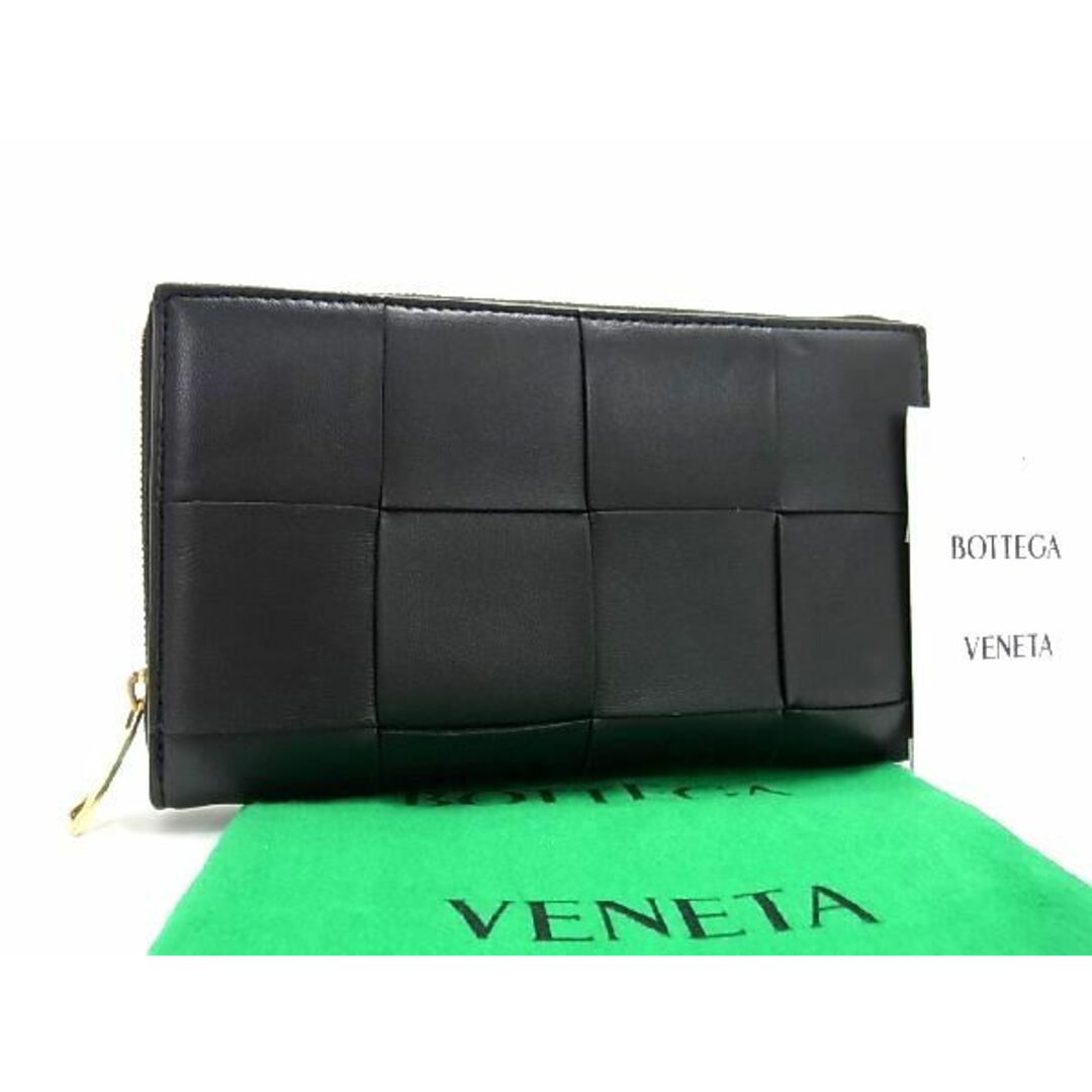 ■極美品■ BOTTEGA VENETA ボッテガヴェネタ マキシイントレチャート レザー ラウンドファスナー 長財布 ウォレット ブラック系  AL3313 | フリマアプリ ラクマ