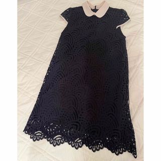 ザラ(ZARA)のZARA 襟付きレースワンピース　XS相当(ひざ丈ワンピース)