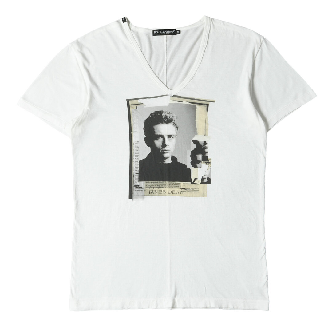 DOLCE&GABBANA ドルチェ&ガッバーナ Tシャツ サイズ:46 James Dean フォト グラフィック コラージュ Vネック 半袖  Tシャツ G8U39T G7FR6 12AW ジェームス ディーン ホワイト 白 イタリア製 トップス カットソー 【メンズ】【中古】 |  フリマアプリ ...