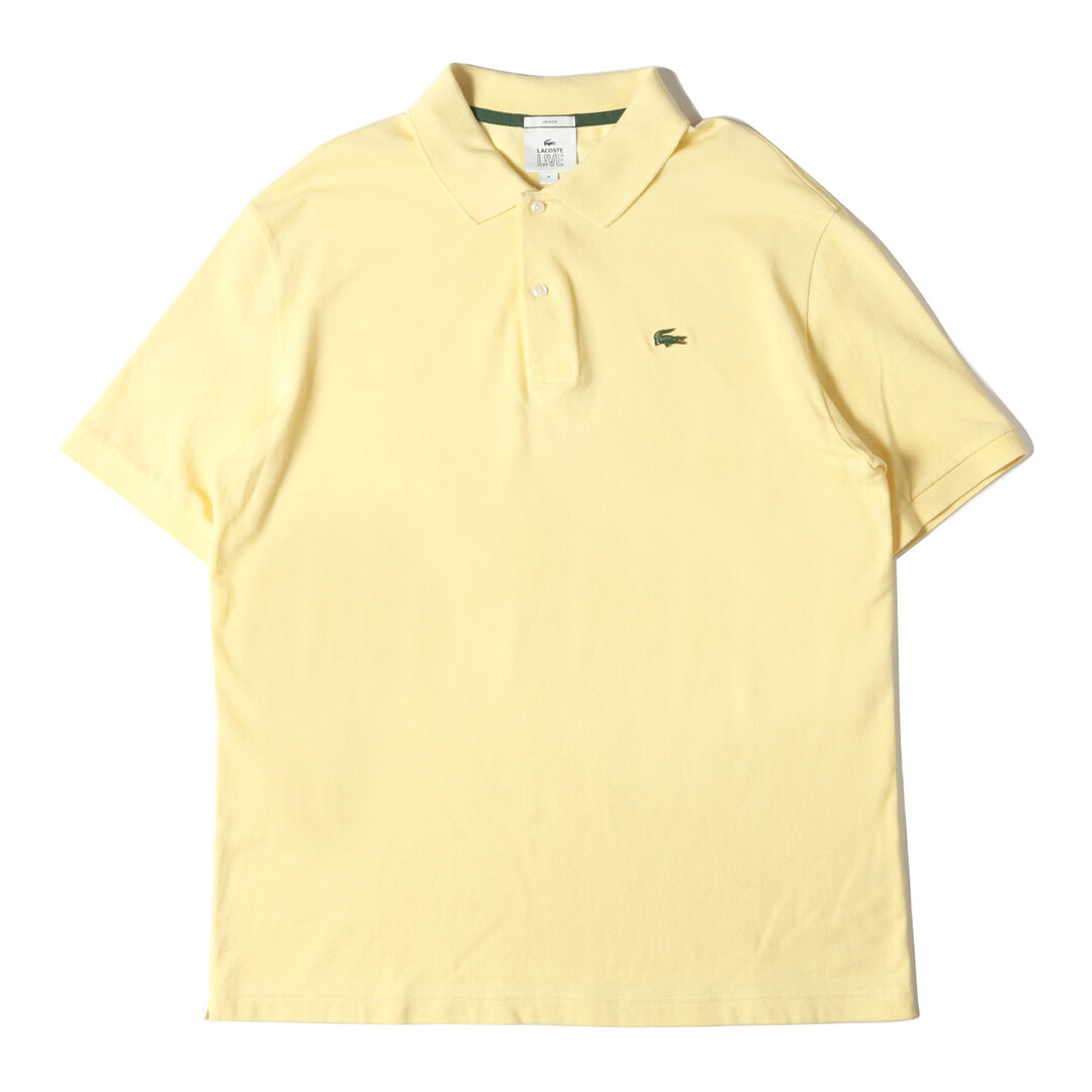 LACOSTE ラコステ ポロシャツ サイズ:M メタル アイコン ワニ バッジ 鹿の子 半袖 ポロシャツ PH9164 L!VE UNISEX ライトイエロー トップス カジュアル シンプル ブランド 【メンズ】